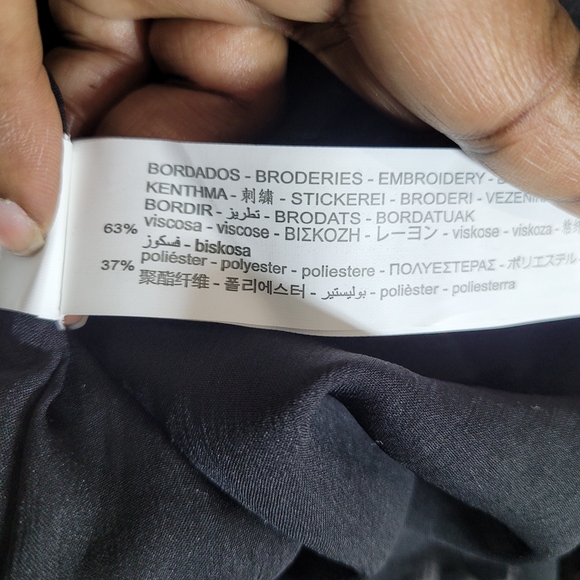 Zara Black Boho Chic Lagenlook Elastic Patchwork Embroidered Maxi Skirt Size XL - Picture 7 of 7